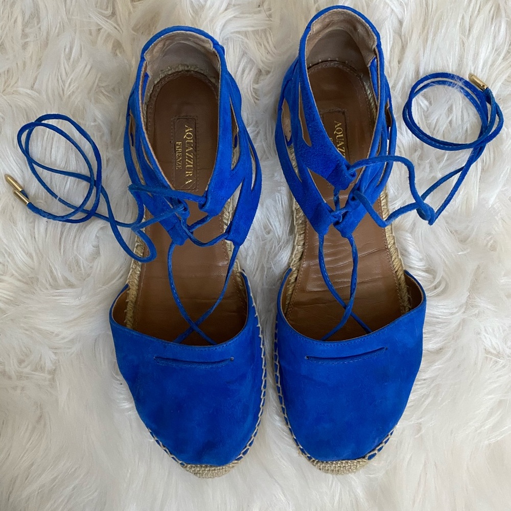 Aquazzura blue suede espadrilles